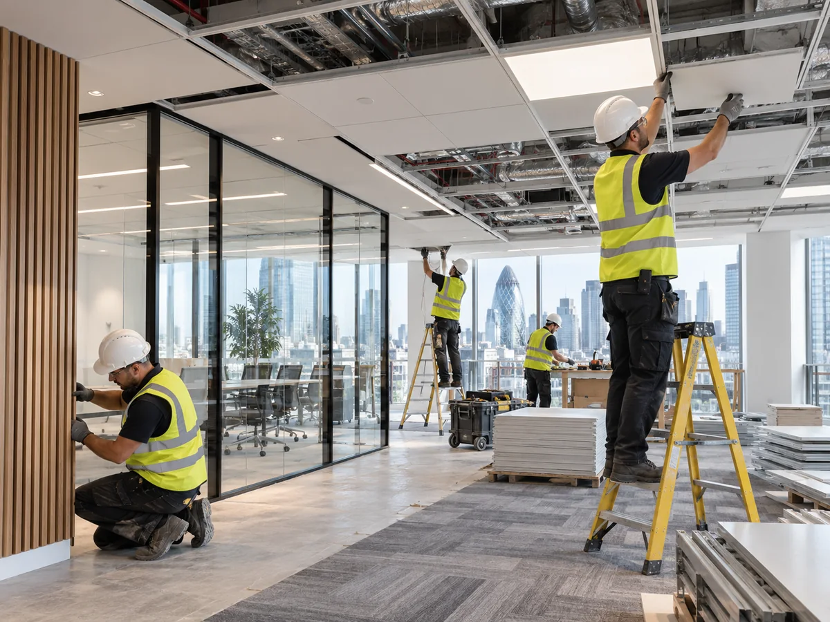 Commercial office fit-out and ceiling installation work